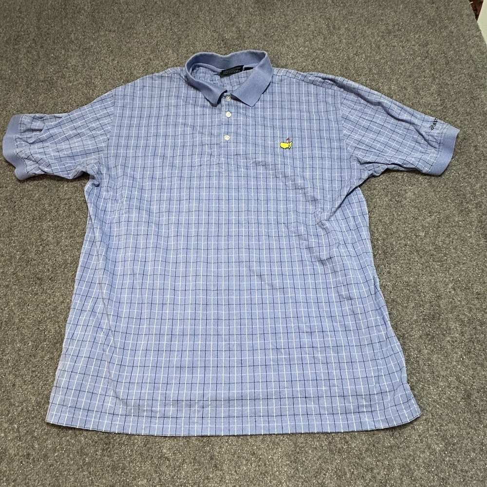 Masters Collection Blue Plaid XL Men's Golf Polo 100% Pima Cotton Collared